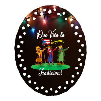 Los Tres Reyes Magos Three Wise Men Kings Dabbing Christmas TShirt Ceramic Oval Ornament