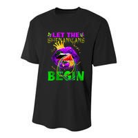 Let The Shenanigans Begin Mardi Gras Youth Performance Sprint T-Shirt