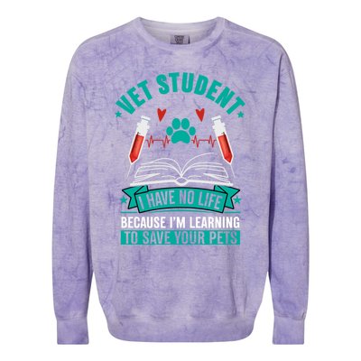 Learning To Save Pets Funny Vet Tech Veterinarians Student Cute Gift Colorblast Crewneck Sweatshirt