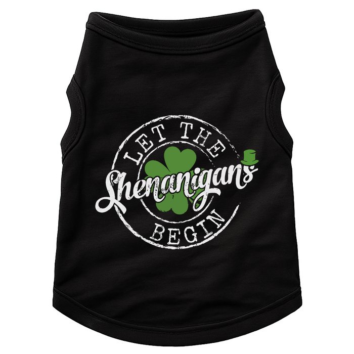 Let The Shenanigans Begin Funny Clovers St Patricks Day Doggie Tank