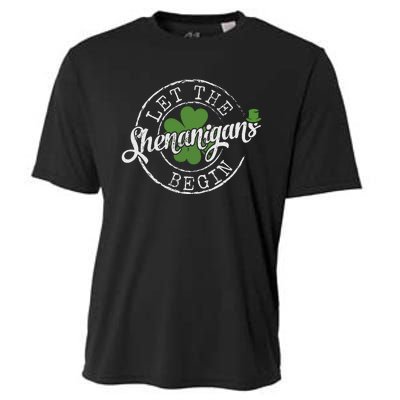 Let The Shenanigans Begin Funny Clovers St Patricks Day Cooling Performance Crew T-Shirt