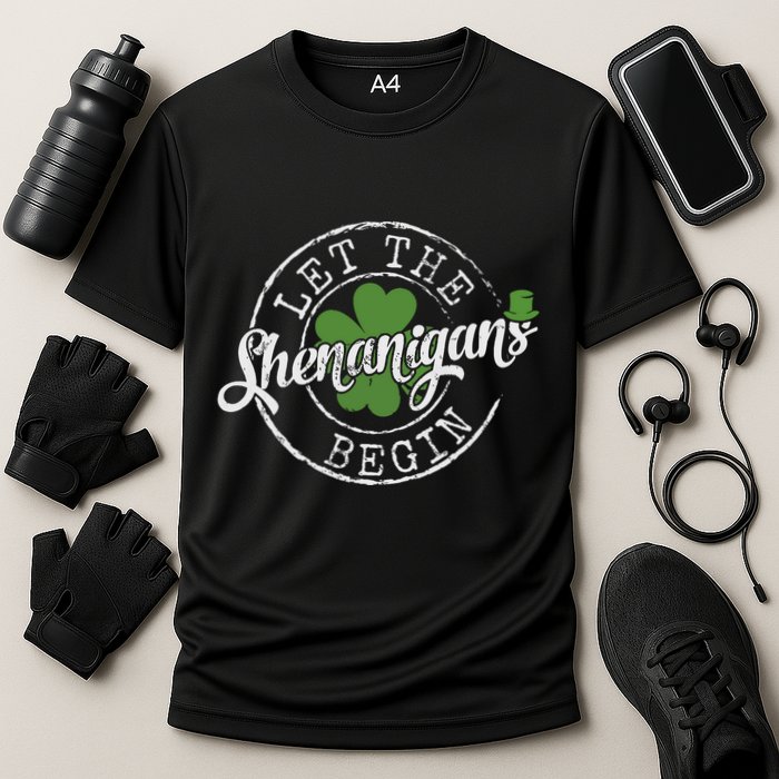 Let The Shenanigans Begin Funny Clovers St Patricks Day Performance Shirt