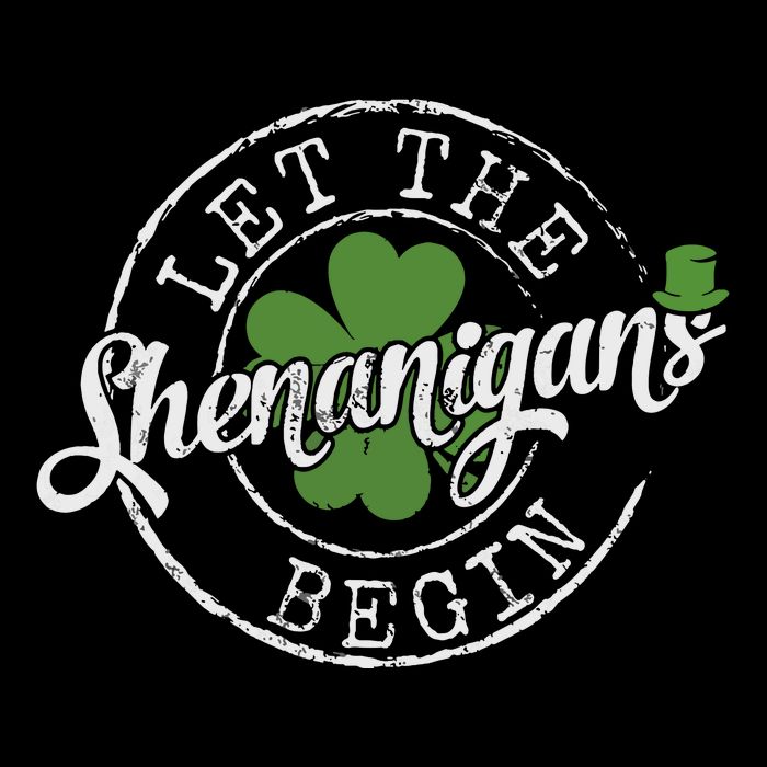 Let The Shenanigans Begin Funny Clovers St Patricks Day Drawstring Bag