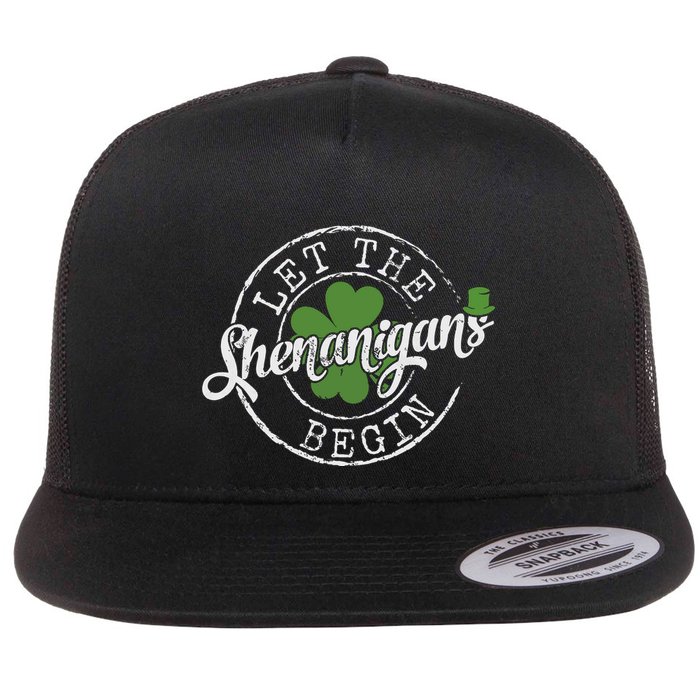 Let The Shenanigans Begin Funny Clovers St Patricks Day Flatbill Hat