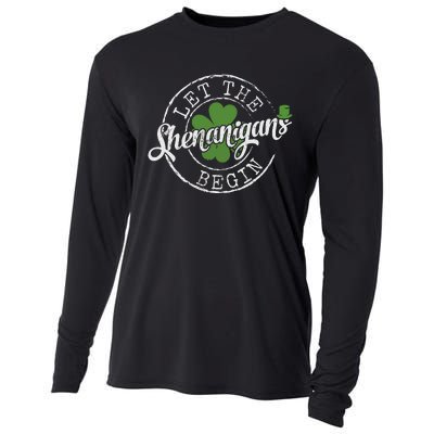 Let The Shenanigans Begin Funny Clovers St Patricks Day Cooling Performance Long Sleeve Crew