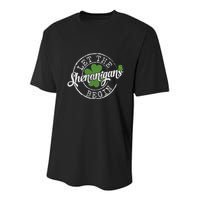 Let The Shenanigans Begin Funny Clovers St Patricks Day Youth Performance Sprint T-Shirt