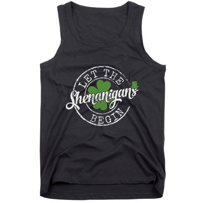 Let The Shenanigans Begin Funny Clovers St Patricks Day Tank Top