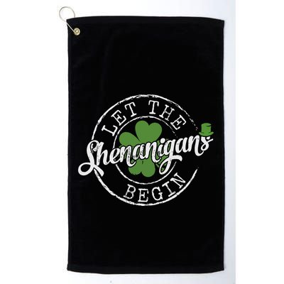 Let The Shenanigans Begin Funny Clovers St Patricks Day Golf Towel