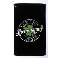 Let The Shenanigans Begin Funny Clovers St Patricks Day Golf Towel