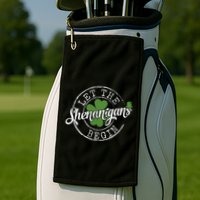 Let The Shenanigans Begin Funny Clovers St Patricks Day Golf Towel