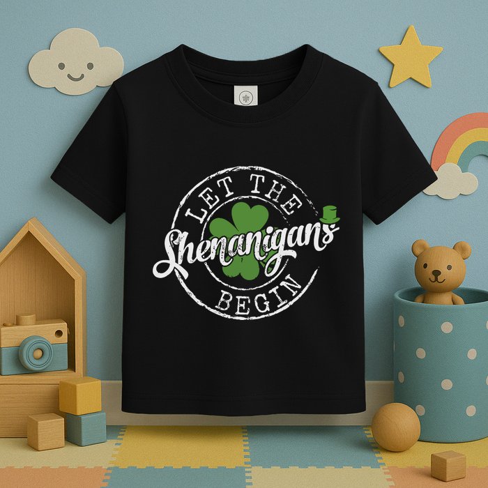 Let The Shenanigans Begin Funny Clovers St Patricks Day Toddler T-Shirt