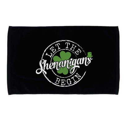 Let The Shenanigans Begin Funny Clovers St Patricks Day Microfiber Hand Towel
