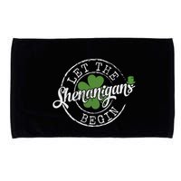 Let The Shenanigans Begin Funny Clovers St Patricks Day Microfiber Hand Towel