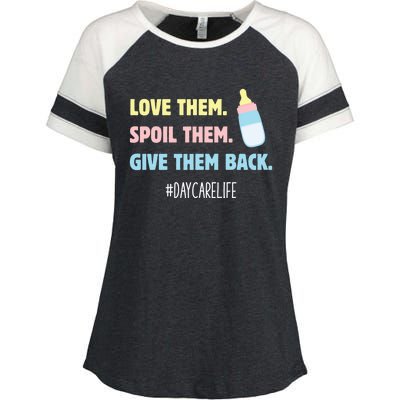 Love Them Spoil Them Give Them Back Care Provider Gift Enza Ladies Jersey Colorblock Tee