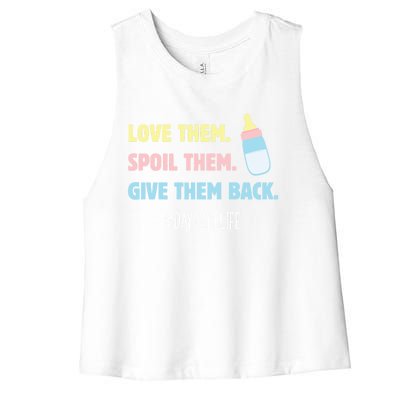 Love Them Spoil Them Give Them Back Care Provider Gift Women's Racerback Cropped Tank