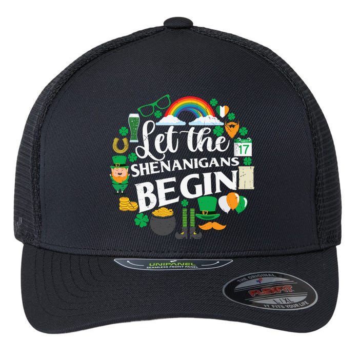 Let The Shenanigans Begin Rainbow Flexfit Unipanel Trucker Cap