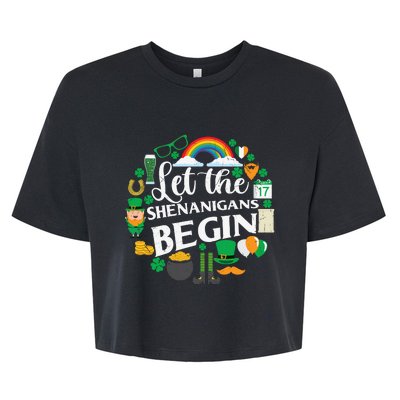 Let The Shenanigans Begin Rainbow Bella+Canvas Jersey Crop Tee