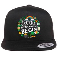 Let The Shenanigans Begin Rainbow Flat Bill Trucker Hat