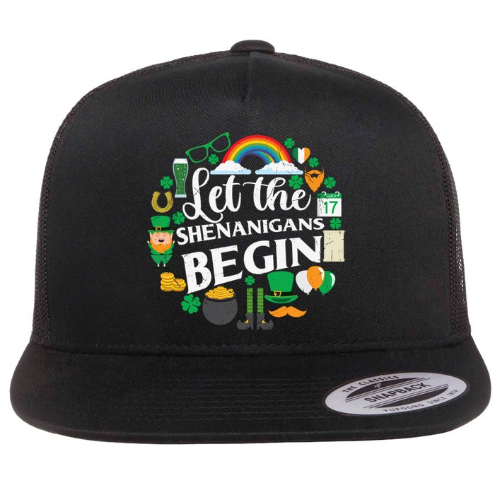 Let The Shenanigans Begin Rainbow Flat Bill Trucker Hat