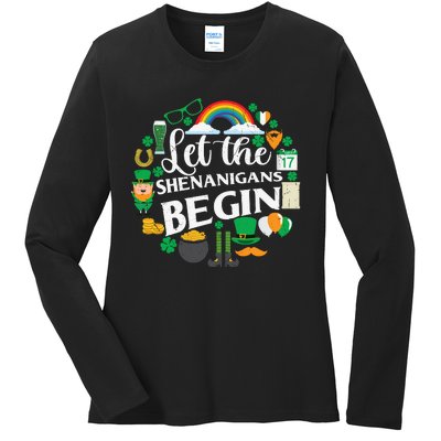 Let The Shenanigans Begin Rainbow Ladies Long Sleeve Shirt