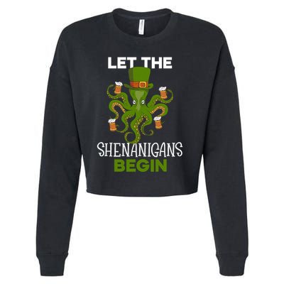 Let The Shenanigans Begin St. Patricks Day Irish Ireland St Cropped Pullover Crew