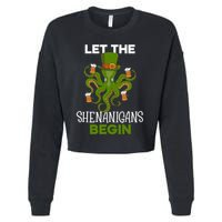 Let The Shenanigans Begin St. Patricks Day Irish Ireland St Cropped Pullover Crew