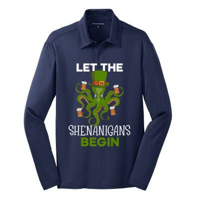 Let The Shenanigans Begin St. Patricks Day Irish Ireland St Silk Touch Performance Long Sleeve Polo