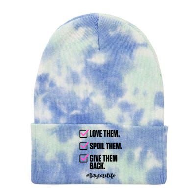 Love Them Spoil Them Give Them Back Daycarelife Teacher Gift Tie Dye 12in Knit Beanie