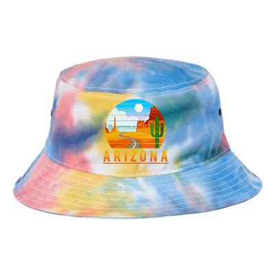 Love The State Of Arizona Desert Road And Saguaro Cactus Gift Tie Dye Newport Bucket Hat