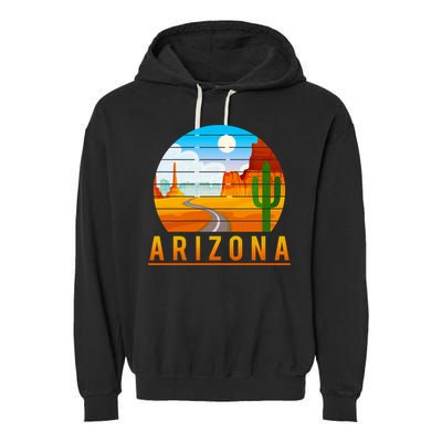 Love The State Of Arizona Desert Road And Saguaro Cactus Gift Garment-Dyed Fleece Hoodie