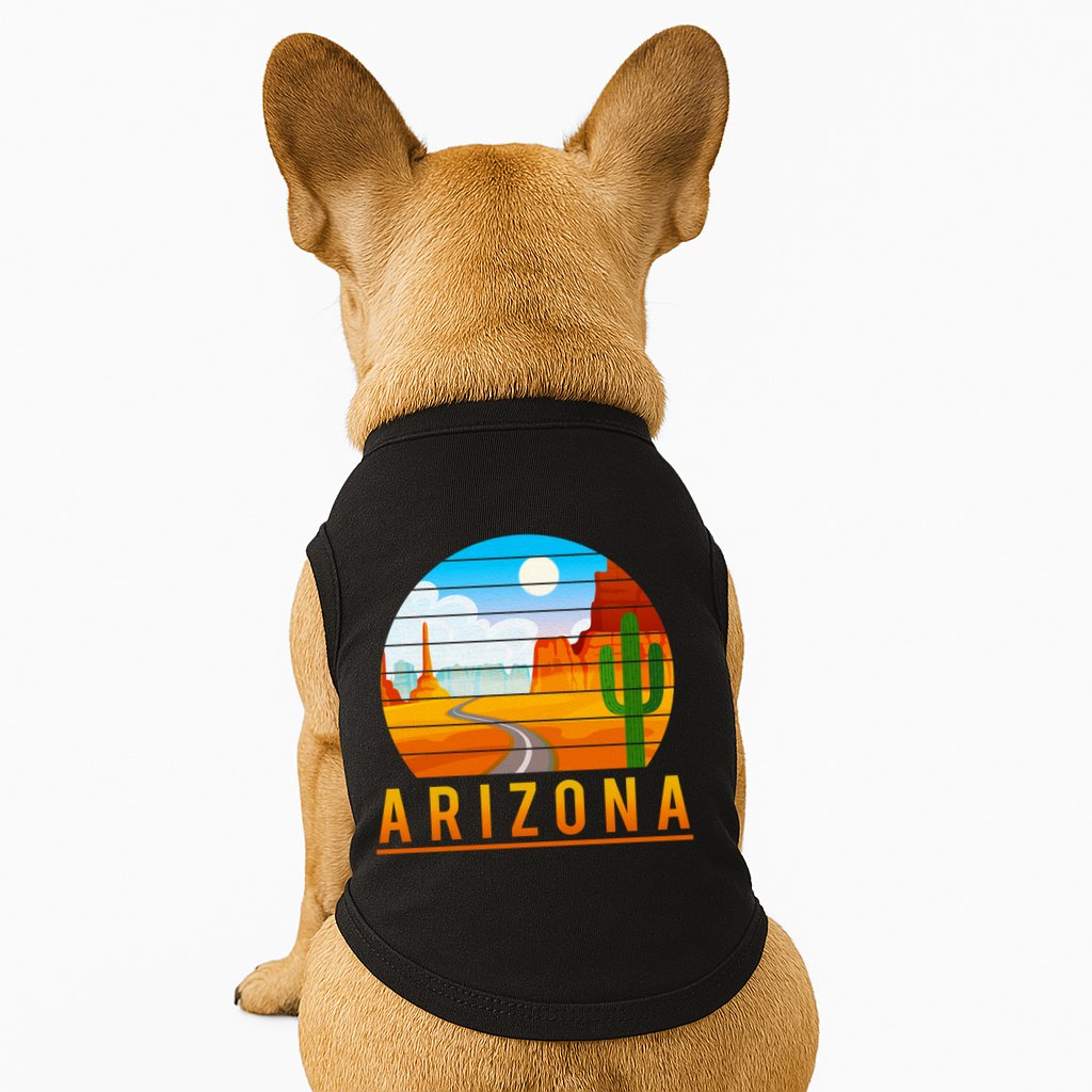 Love The State Of Arizona Desert Road And Saguaro Cactus Gift Doggie Tank