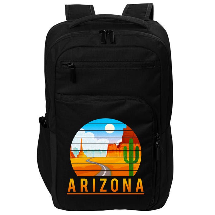 Love The State Of Arizona Desert Road And Saguaro Cactus Gift Impact Tech Backpack
