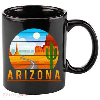 Love The State Of Arizona Desert Road And Saguaro Cactus Gift 11oz C Handle Ceramic Mug