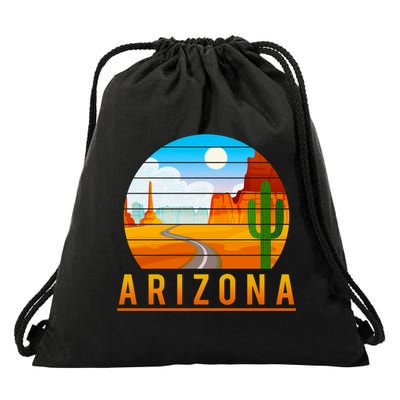 Love The State Of Arizona Desert Road And Saguaro Cactus Gift Drawstring Bag