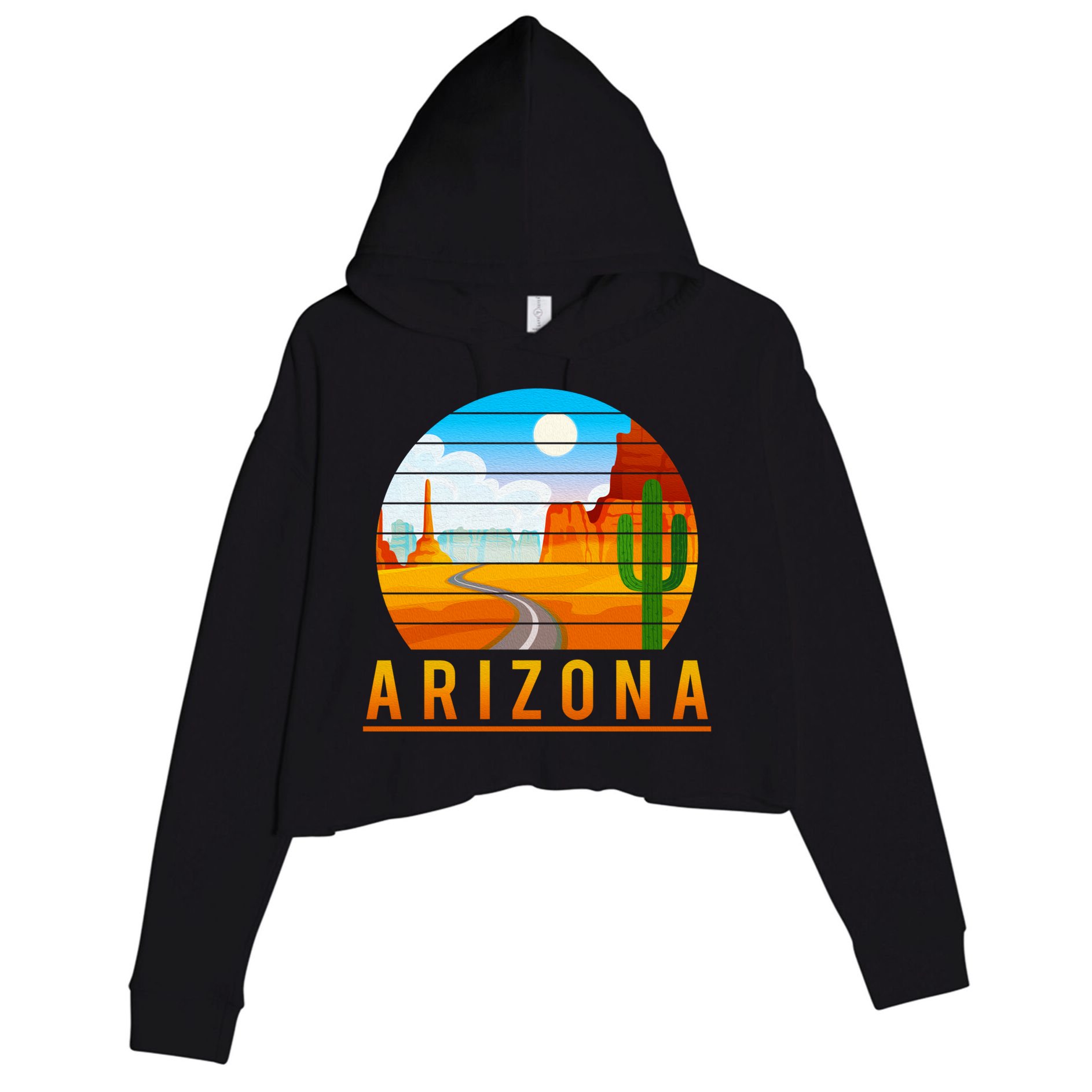 Love The State Of Arizona Desert Road And Saguaro Cactus Gift Crop Fleece Hoodie