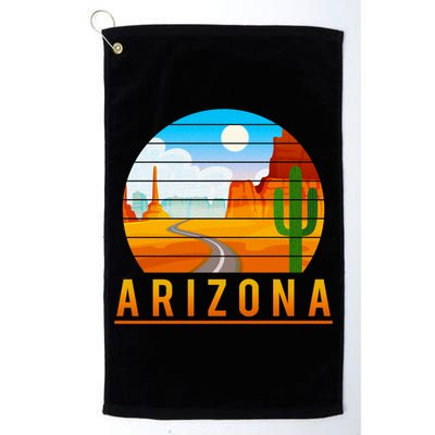 Love The State Of Arizona Desert Road And Saguaro Cactus Gift Golf Towel