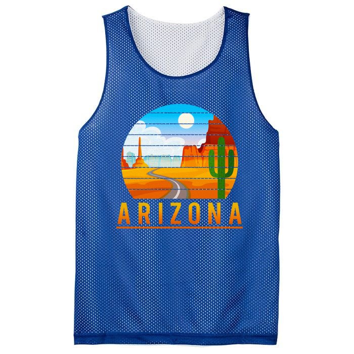 Love The State Of Arizona Desert Road And Saguaro Cactus Gift Mesh Reversible Basketball Jersey Tank