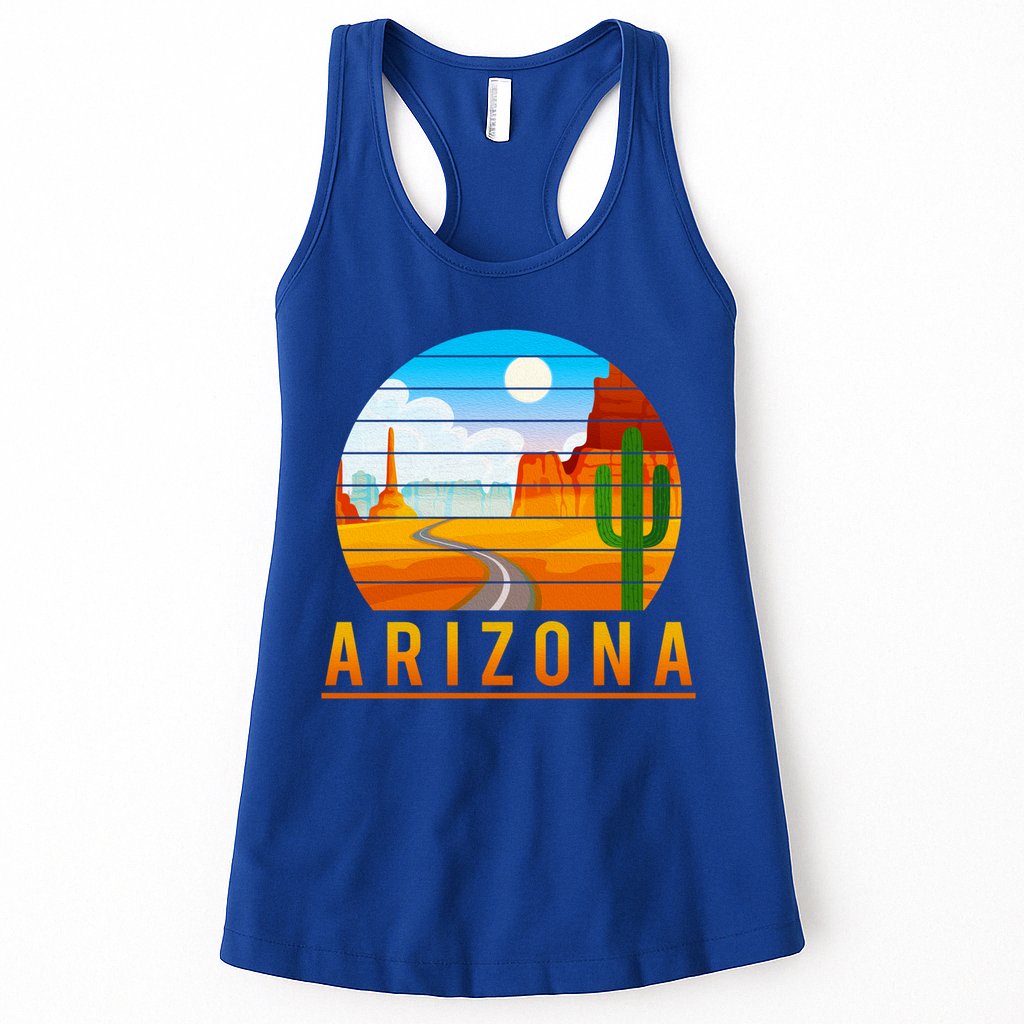Love The State Of Arizona Desert Road And Saguaro Cactus Gift Womens Tank Top