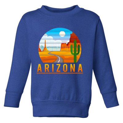 Love The State Of Arizona Desert Road And Saguaro Cactus Gift Toddler Sweatshirt