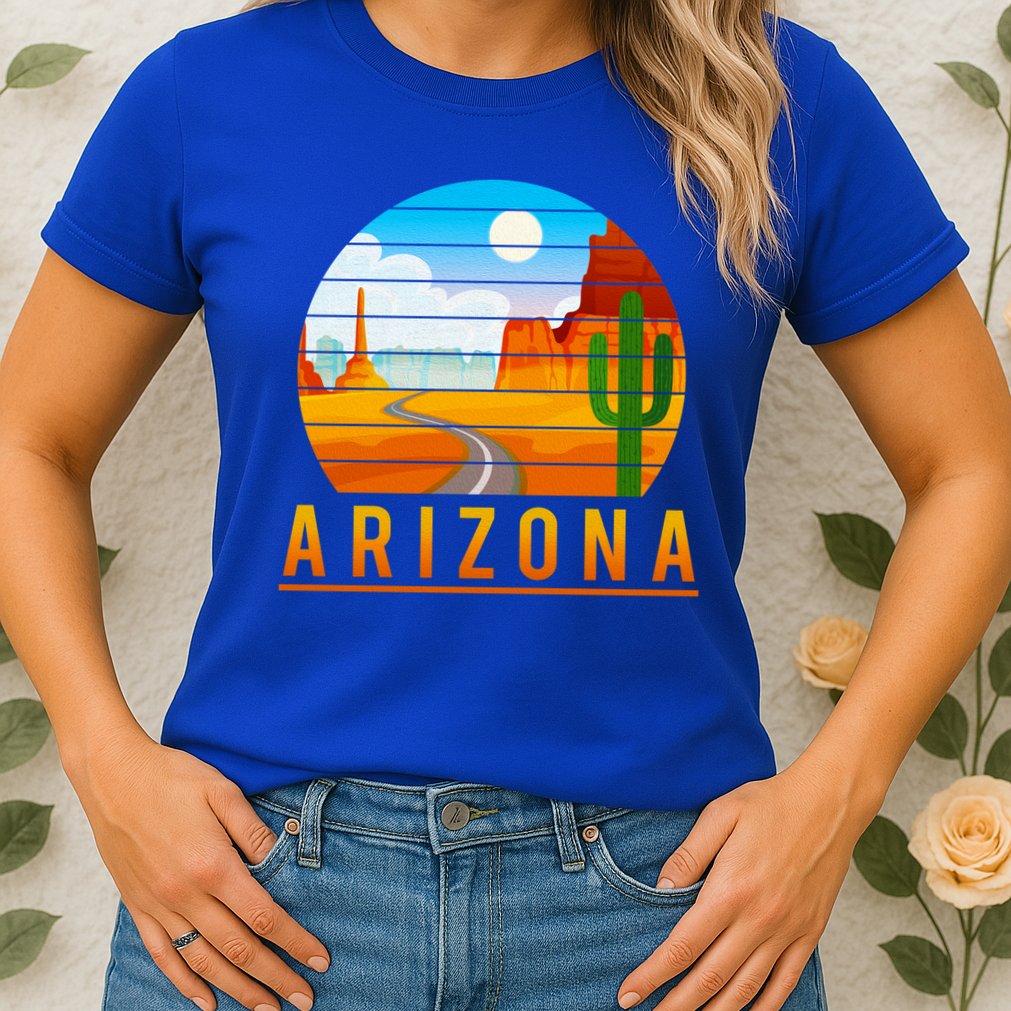 Love The State Of Arizona Desert Road And Saguaro Cactus Gift Womens T-Shirt