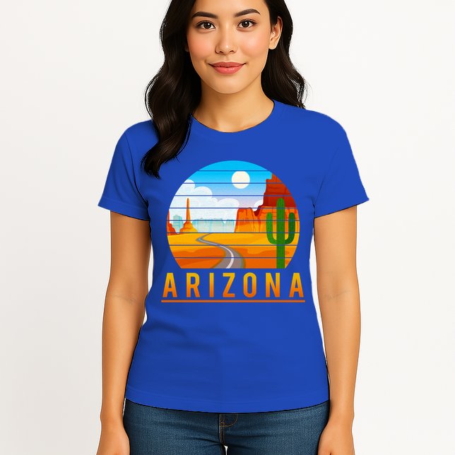 Love The State Of Arizona Desert Road And Saguaro Cactus Gift Womens T-Shirt