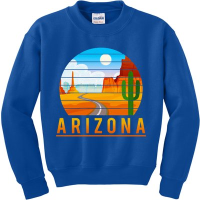 Love The State Of Arizona Desert Road And Saguaro Cactus Gift Kids Sweatshirt