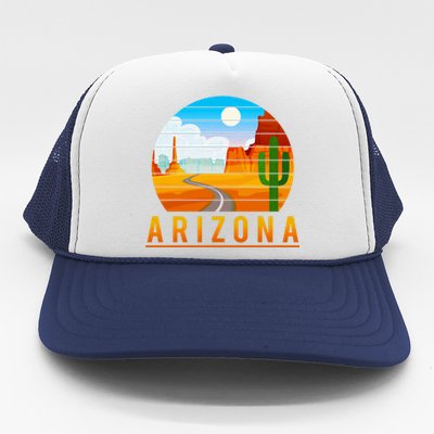 Love The State Of Arizona Desert Road And Saguaro Cactus Gift Trucker Hat