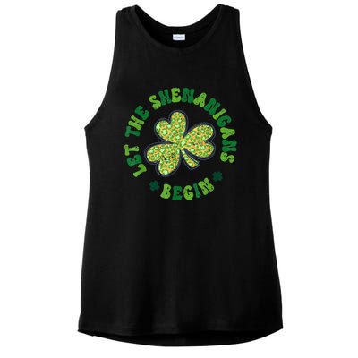 Let The Shenanigans Begin Funny St Patricks Day Ladies PosiCharge Tri-Blend Wicking Tank