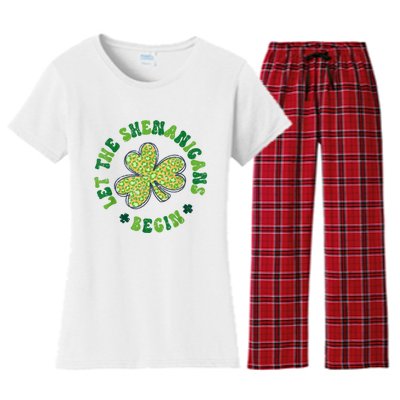 Let The Shenanigans Begin Funny St Patricks Day Women's Flannel Pajama Set