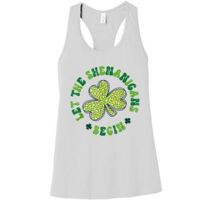 Let The Shenanigans Begin Funny St Patricks Day Women's Racerback Tank