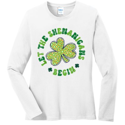 Let The Shenanigans Begin Funny St Patricks Day Ladies Long Sleeve Shirt