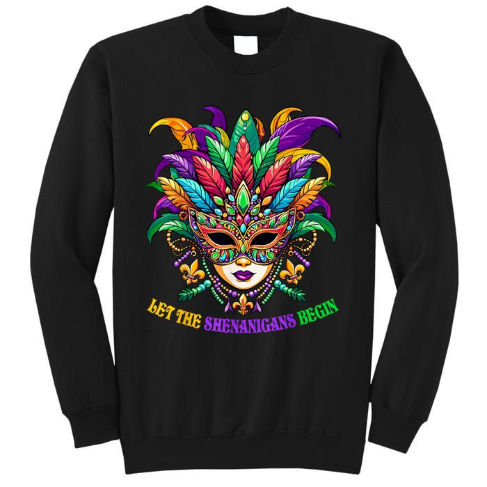 Let The Shenanigans Begin Mardi Gras Jester Mask Beads Sweatshirt