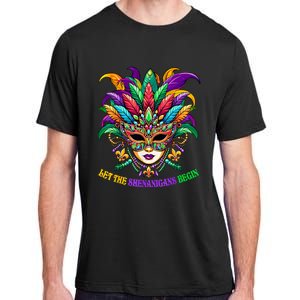 Let The Shenanigans Begin Mardi Gras Jester Mask Beads Adult ChromaSoft Performance T-Shirt