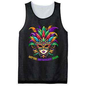 Let The Shenanigans Begin Mardi Gras Jester Mask Beads Mesh Reversible Basketball Jersey Tank